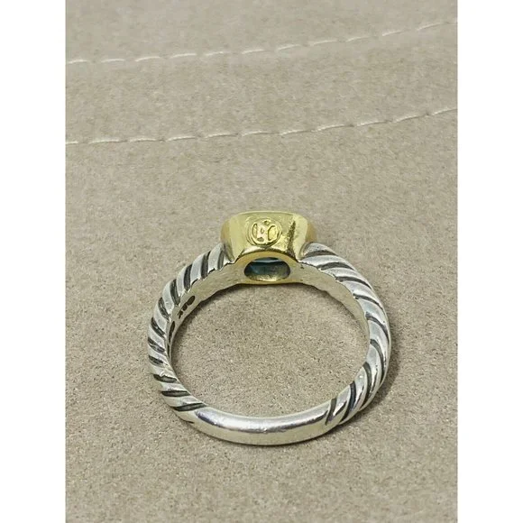 David Yurman BLUE TOPAZ Noblesse Ring, 925 Sterling Silver, 18K 750 Gold, 6.75 - Picture 2 of 12